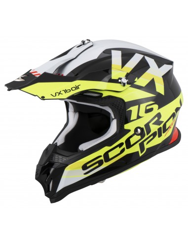 CASCO SCORPION VX-16 AIR X-TURN BLACK-NEON YELLOW-WHITE